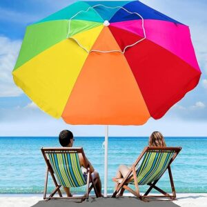 AMMSUN 6.5 Foot Heavy Duty HIGH Wind Beach Umbrella with tilt Sun Shelter, UV 50+ Protection Out ...