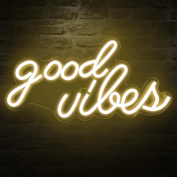 DECANIT Good Vibes Neon Sign for Wall Decor，Powered by USB Neon Light for Bedroom Decor, Warm W ...