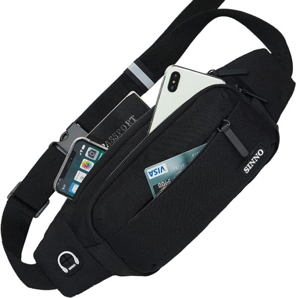 SINNO Large Crossbody Fanny Pack for Women Men Belt Bag With 4-Zipper Pockets for Travel Running ...